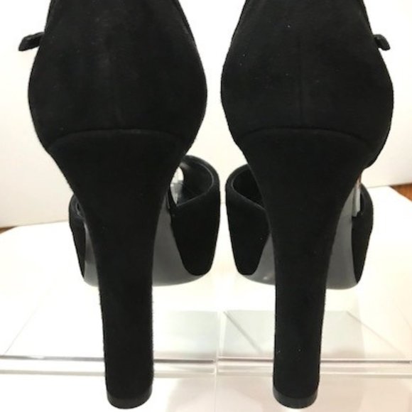 LOUIS VUITTON Black Suede Peep Toe Platform Pumps - Picture 4 of 7